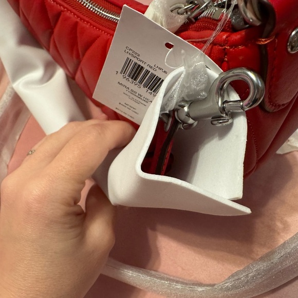 Coach NWT Red Quilted Mira Crescent Shoulder Bag with Heart Chain ❤️ - Picture 5 of 16